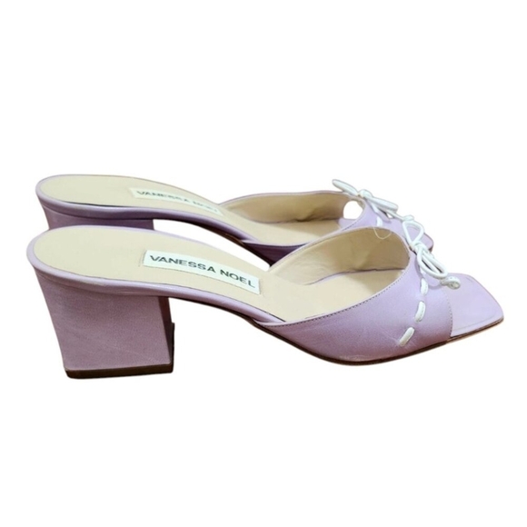 Vanessa Noel leather Block Heel Slides/Mules Size EU 37.5/US 7 - Picture 2 of 11